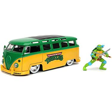 Imagem de MINIATURA 1/24 1962 VW KOMBI TARTARUGA NINJA LEONARDO COM BONECO