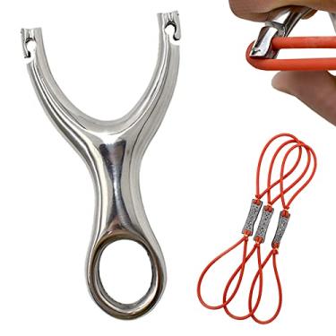 Imagem de Piaoyu Slingshot de aço inoxidável tradicional recurvo profissional para caça ao ar livre com 3 faixas de borracha, estilingues para adultos (pacote 1)