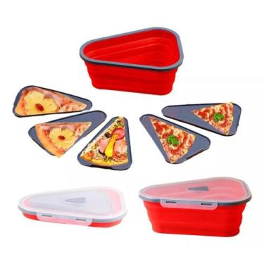 Imagem de Pote De 5 Pizza Retrátil Embalagem Com Separador De Fatias Marmita Gea