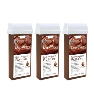 Imagem de Kit 3 Refil Ceras Depiladora Refil Roll On Depilação Depilflax Chocola