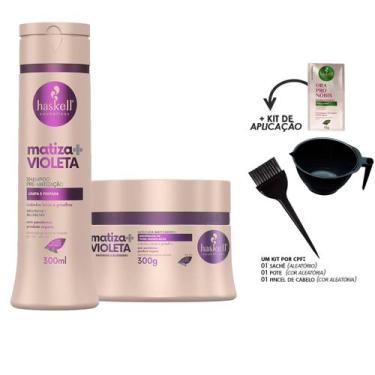Imagem de Creme Matizante Shampoo Matizador Haskell + Kit de Aplicação
