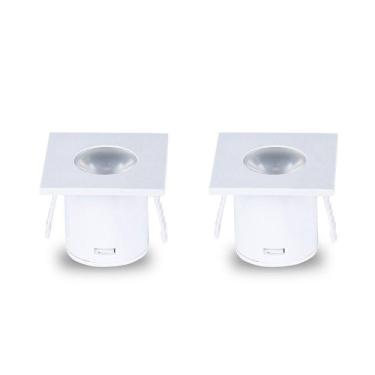 Imagem de Kit 2 Spot Para Móvel Taschibra Pik Led Quadrado Branco Bivolt 3000k Luz Quente