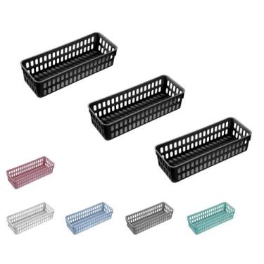 Imagem de Cesto Decorativo Caixa Organizadora Slim G Cozinha Kit Com 3 - Atelie 