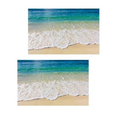 Imagem de UxicRuya 2x 3D Blue Waves Decalques de Parede PVC Wallpapers Fundo Adesivos de Parede Removíveis Arte Mural para Corredor Porta Interna Primavera Jantar