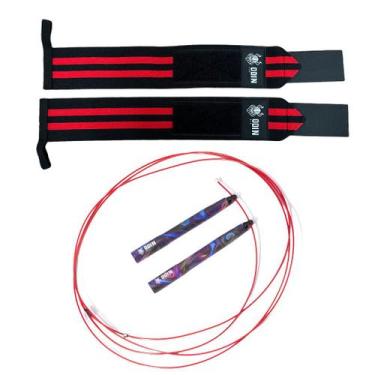 Imagem de Kit Corda De Pular Profissional Speed Rope Munhequeira Odin - Odin Fit