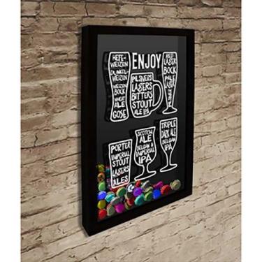 Imagem de Quadro Porta Tampinhas Drink Good Beer  - Quadro Novo, 37x52, Preto