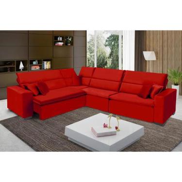Imagem de Sofá Milão 2.50x3.75m de Canto, Retrátil e Reclinável - Vermelho - Sof
