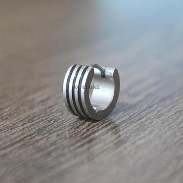 Imagem de brinco grosso de argola masculino feminino em aço inox antialérgico de