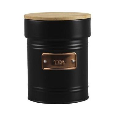 Imagem de Pote Metal com Tampa Bambu Tea Preto 14,7cm - CASA CAFÉ MEL