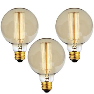 Imagem de Kit 3 Lâmpadas Retro Vintage G95 Filamento Carbono 220v - MARRYLUZ