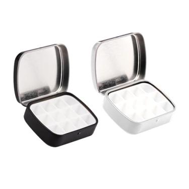 Imagem de Lcvasvuz 2 peças mini caixa de paleta de tinta aquarela paleta de viagem multifuncional portátil para guache em aquarela e tintas a óleo