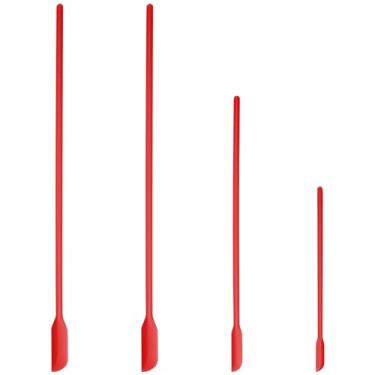 Imagem de Conjunto de 4 mini espátulas de silicone, espátula de maquiagem de 3 tamanhos, pequena espátula de borracha para frascos finos de abertura fina, raspador pequeno para cozinha e cosméticos, ferramentas