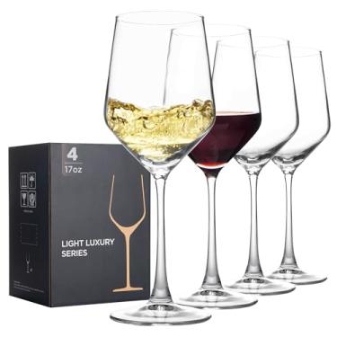 Imagem de Conjunto de 4 taças de vinho tinto, conjunto de taças de vinho transparentes de 500 ml, taças de vinho com haste, presente para degustação de vinho, casamento e casa
