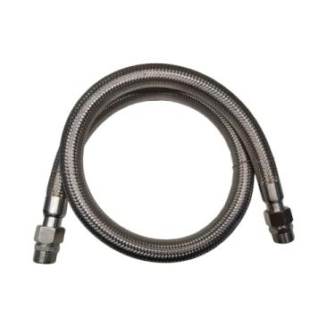 Imagem de JXHONG Mangueira de compressor de grau industrial, aço inoxidável, 3/10.2 cm NPT macho x 122 cm, 398.9 °C, 450 PSI, ambos os encaixes laterais giram livremente