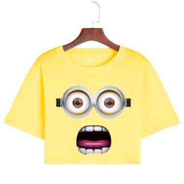 Imagem de Cropped Curto T Shirt Algodão Premium Minions - Markelly, Amarelo, PP