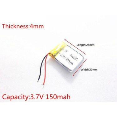 Imagem de 1 Unidade 402025 3,7v 2 Fios 4mm X 20mm X 25mm Com 150mah - KMIG