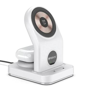 Imagem de Estação carregadora por indução wireless 2x1 hs-522 hrebos, BRANCO