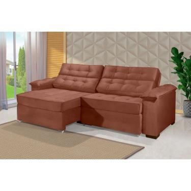 Imagem de Sofá Retrátil e Reclinável 2,30m ESTILO ESTOFADOS - PARIS 2 módulos com Velusoft D33 "TERRACOTA"