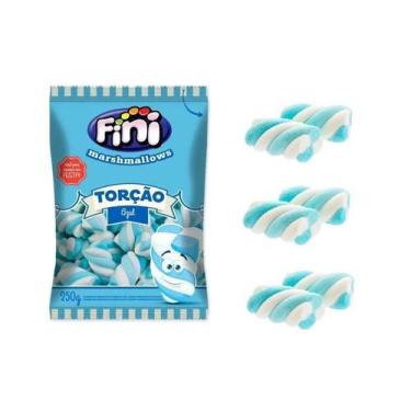 Imagem de 10 Pacotes de  Marshmallow Torção Azul c/ Branco 250g Fini
