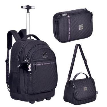 Imagem de Mochila Rebecca Bonbon com Rodinhas Lancheira e Estojo Preta