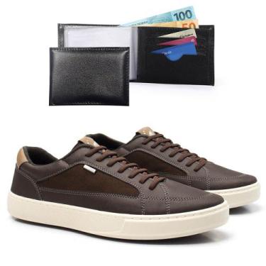 Imagem de Sapatenis Casual Masculino Com Carteira Conforto Dia a Dia Macio Versá