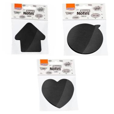 Imagem de Bloco Adesivo de Anotações Preto 50 Fohas BRW - Unidade/Kit  Recados  