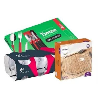 Imagem de Kit Para Cozinha Jogo 6 Pratos + 18 Talheres + 6 Copos Aruba - Nadir F