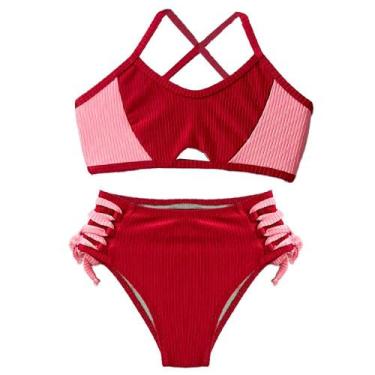 Imagem de Biquini Infantil sem bojo com textura tecido brilhoso - Kosh, Vermelho