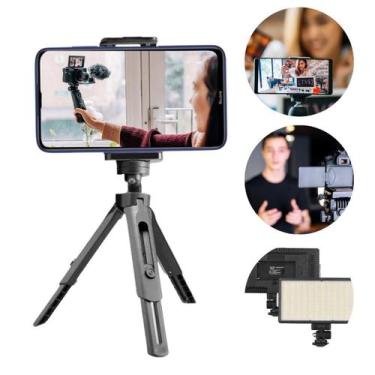 Imagem de Mini Tripe de Mesa Para Celular Camera Iluminação Com Regulagem Altura