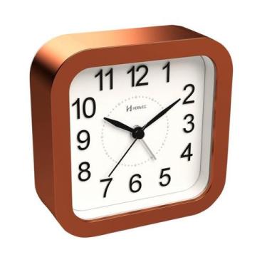 Imagem de Relógio Despertador Herweg Quartz Sem Tic Tac Rosê Gold Fosco 2644-330