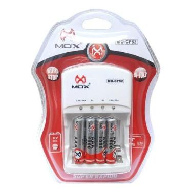 Imagem de Kit Carregador De Pilha AA/AAA + 4 Pilhas Palito AAA 1000 mah Recarreg