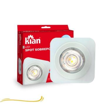 Imagem de Spot LED Sobrepor Quadrado Branco 5W 3000K Branco Quente Bivolt - KIAN
