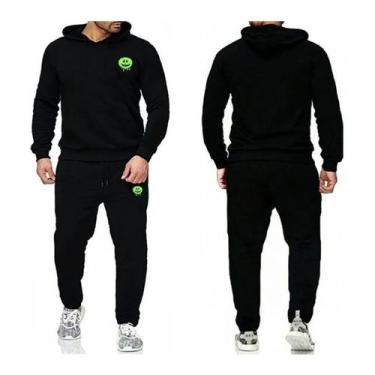 Imagem de Conjunto de Moletom Relaxado Blusa E Calça Masculina Flanelado, M, Abo