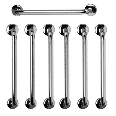Imagem de Barra de Apoio 60cm Aço Inox Kit 7 Unidades Idoso Cadeirante Gestante Criança Segurança Banheiro Box Acessibilidade Corrimao Escada Parede Suporte