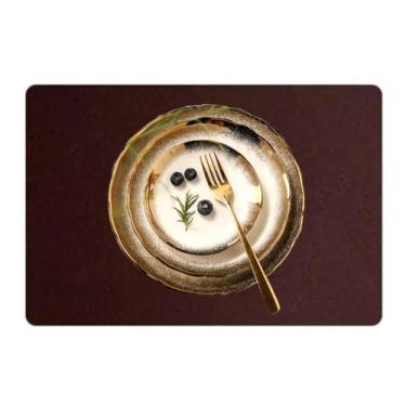 Imagem de Jogo Americano Sousplat Retangular 50 pçs Limpa Facil couro - GENERTOY