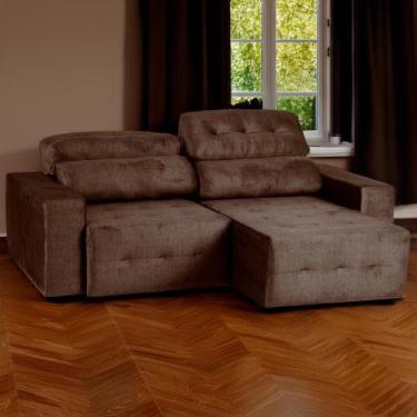 Imagem de Sofá Retrátil e Reclinável Évora 2,50m Veludo Chocolate D28 - SofásWeb