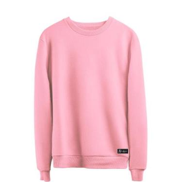 Imagem de Blusão Moletom Masculino e Feminino Liso Básico sem Capuz gola Redonda