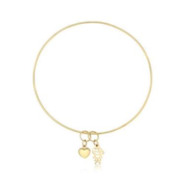 Imagem de Argola Pulseira FILHO coração fio pingente menino Ouro 10k - MAEHLER J