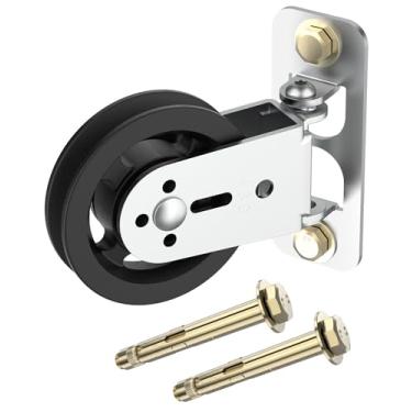 Imagem de Mixizigoz Blocos de polia de academia, roda de polia fixa de montagem na parede de 88 mm, rotação de atualização de 180 graus, rolamento de carga 136 kg, roda giratória resistente para sistema LAT,