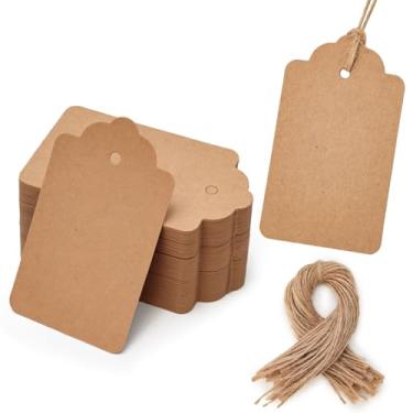Imagem de 100pcs Kraft Paper Gift Tags with Free 100 Root Natural Jute Twine(Water Ripple)