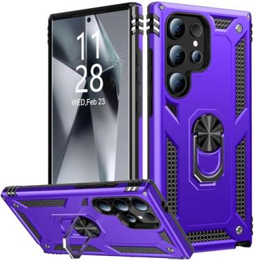 Imagem de IKAZZ Capa protetora para Galaxy SXX Ultra, grau militar, à prova de choque, resistente, teste de queda de 4,9 m com suporte magnético para Samsung Galaxy SXX Ultra roxo