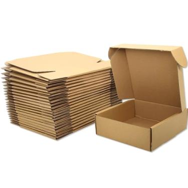 Imagem de Lmuze Pequenas Caixas de Remessa Marrom para Pequenas Empresas, Pacote de 25-6X6X2", Caixas de Papelão Ondulado para Correspondência, Embalagens, Artesanato, Presentes, Produtos para Presentear
