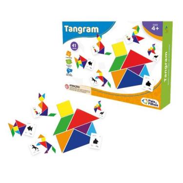 Imagem de Tangram Jogo Didatico Educativo Pedagogico Desafio Criança - Pais e fi