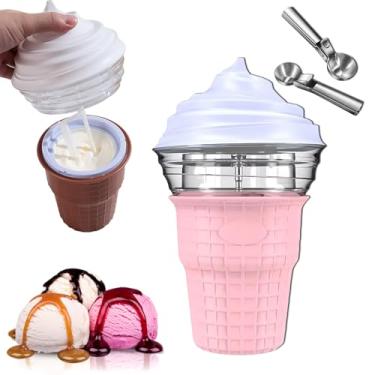 Imagem de Máquina de sorvete elétrica, máquina de sorvete multifuncional multiuso para gelato caseiro, sorvete, congelado, rampa de ingredientes embutida, fácil de limpar e armazenar