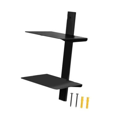 Imagem de IEUDNS Estante flutuante invisível, estante de exibição, montagem na parede, vertical, metal, 2 camadas, organizador de livros, para quarto, sala de estar, Preto