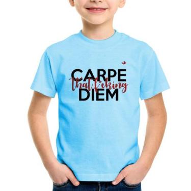 Imagem de Camiseta Infantil Carpe that fucking Diem - Foca na Moda, Azul bebê, 2