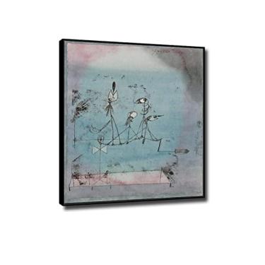 Imagem de JZSDGB Black Frame 'Machine à Twitter'Canvas Art Print por Paul Klee - Reprodução de pintura famosa em tela fina arte de parede abstrata giclée imagens em tela para decoração de casa 50 x 65 cm (19 x