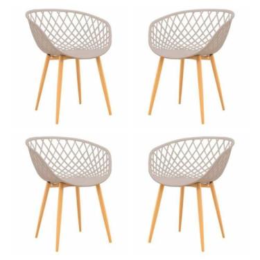 Imagem de Kit 04 Cadeiras Clarice Assento Nude Base Metal - 76822 - Sun House