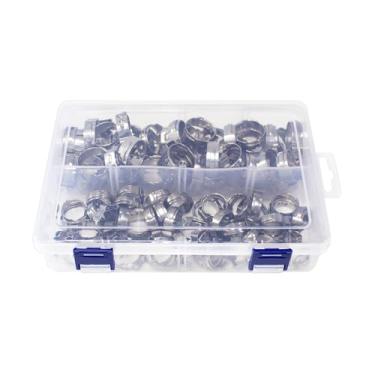Imagem de 100 peças de anéis de fixação PEX de 1/5.1 cm 3/10.2 cm, braçadeiras de aço inoxidável 304 PEX, anéis de crimpagem para conexões de encaixe de tubulação PEX (prata 1/5.1 cm 50PCS 3/10.2 cm 50 peças)