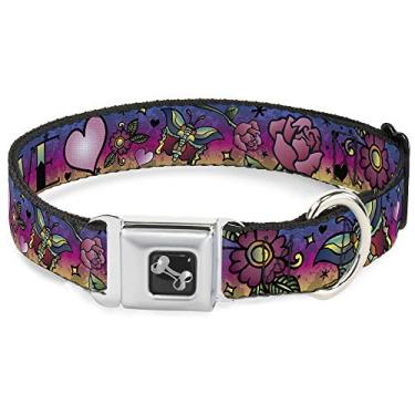 Imagem de Buckle-Down Fivela de cinto de segurança para cães Love Love Purple 40,6 a 58,8 cm de largura, multicolorido, grande (DC-SB-DB-W31214-1,5-M)